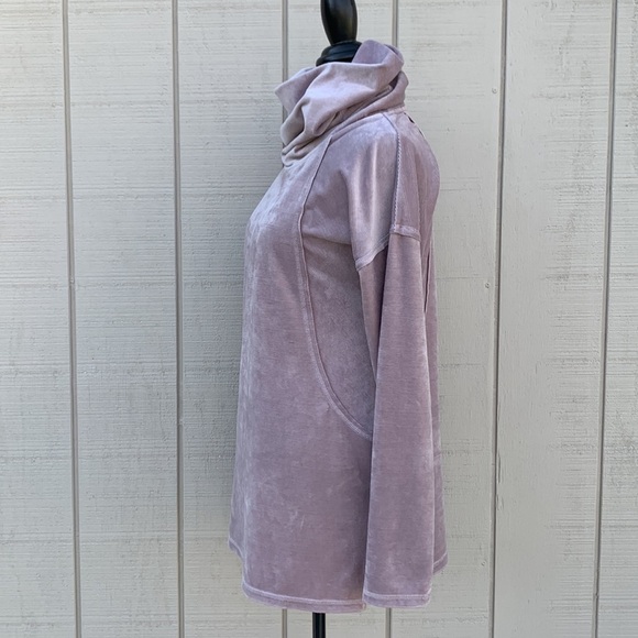 MIA & Tess Ribbed Velour Cowl Neck Tunic - Light Dusty Mauve - Picture 4 of 13